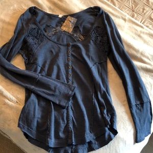 Blue free people long sleeve